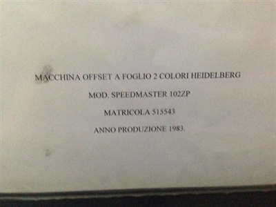 Изображение 2 красочная офсетная машина HEIDELBERG SPEED-102-ZP